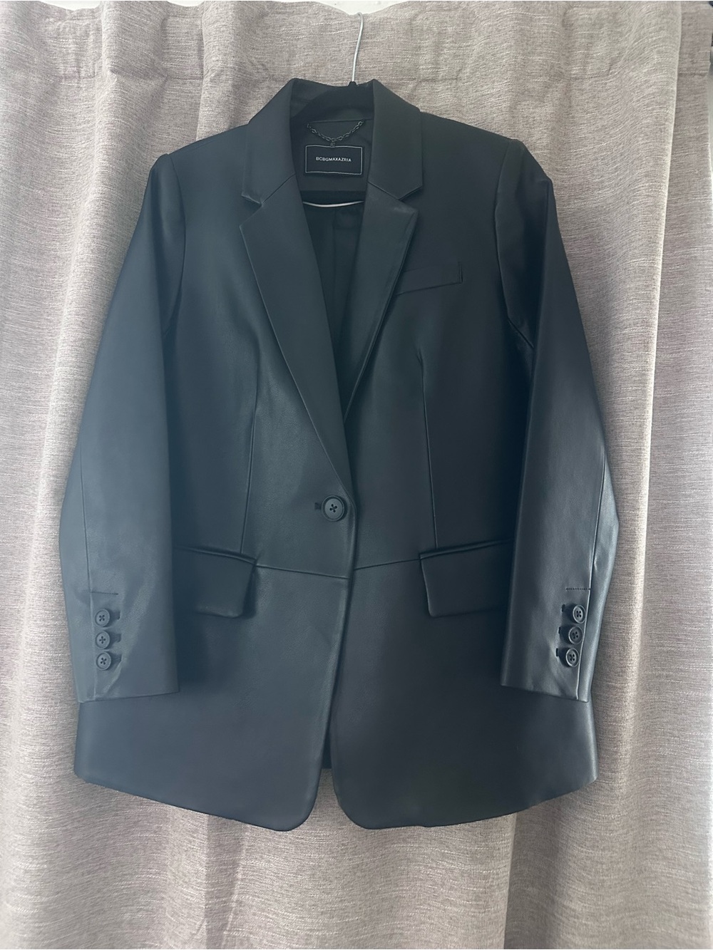 BCBG Maxazria Faux Black Leather Blazer Jacket